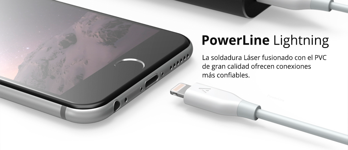 Cable para Iphone PowerLine Lightning 0.9m Blanco