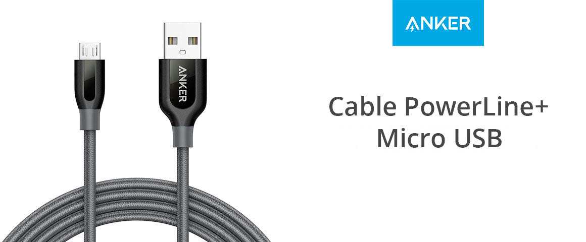 Cable Micro USB PowerLine+ 0.9m Gris