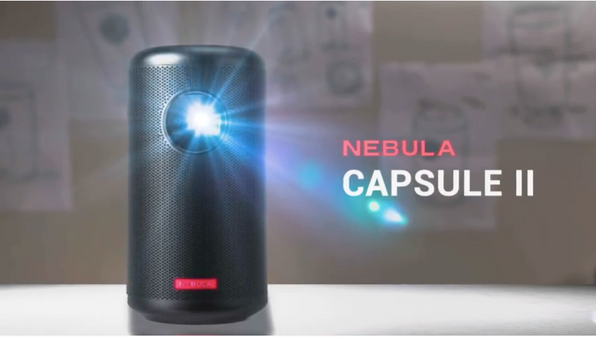 Anker NEBULA Capsule, mini proyector inteligente Wi-Fi, proyector portátil  de 100 lúmenes ANSI, altavoz de 360°, proyector de película, imagen de 100