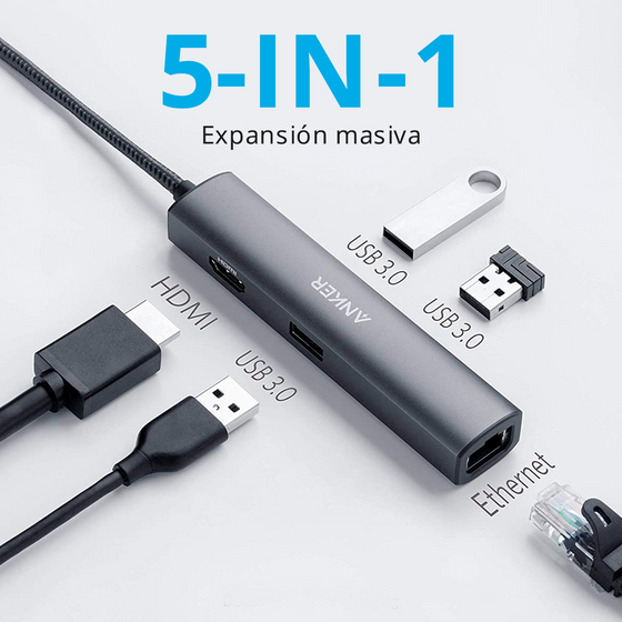 Hub Power expand+ 5 puertos en 1 USB-C