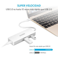 Adaptador Hub 4 puertos USB-C con Ethernet_